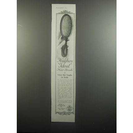 1920 Hughes Ideal Hair Brush Ad - Takes out tangles so easily