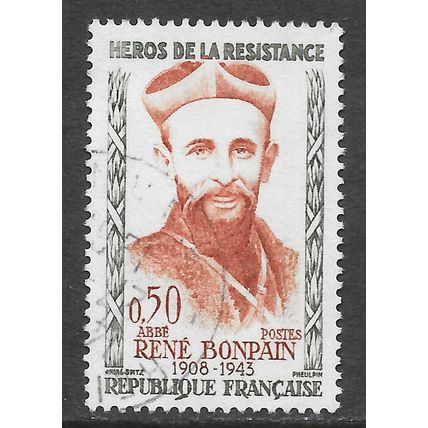 FRANCE 1960 SG1482 HEROS OF RESISTANCE RENE BONPAIN USED CDS