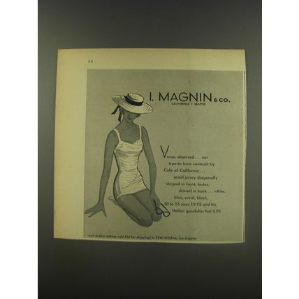 1956 I. Magnin & Co. Cole of California Swimsuit Advertisement