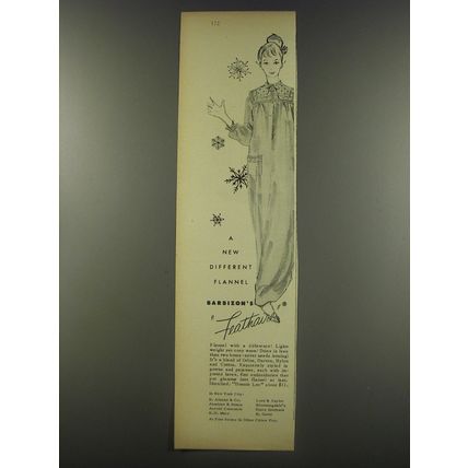 1956 Barbizon Feathaire Night Gown Advertisement - A new different flannel