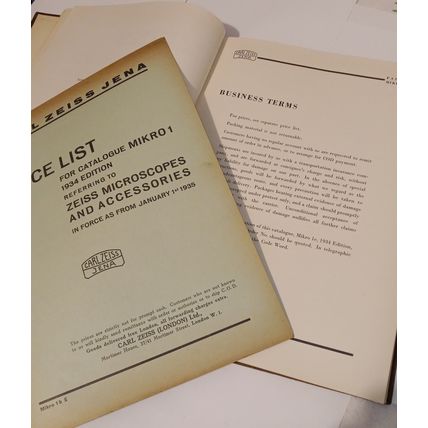 Rare Hardcover Carl Zeiss Microscope Catalog 1934 Edition w UK Prices