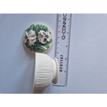 VINTAGE PANSY SOAPSTONE TRINCKET BOX 5.5CM