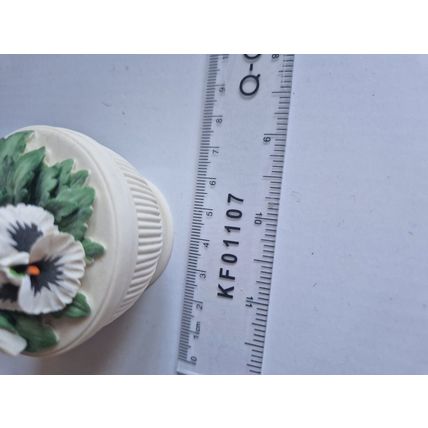 VINTAGE PANSY SOAPSTONE TRINCKET BOX 5.5CM