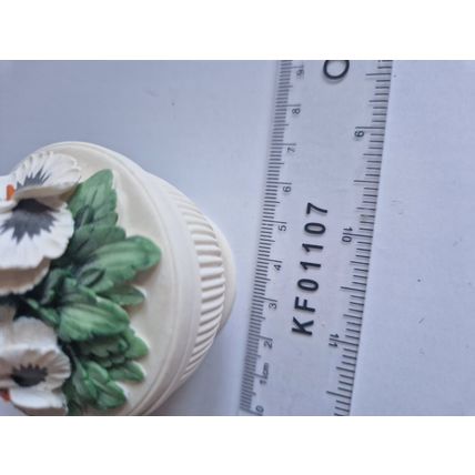 VINTAGE PANSY SOAPSTONE TRINCKET BOX 5.5CM