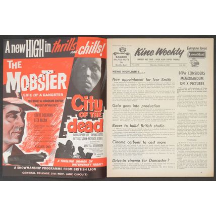 KINE WEEKLY 1960 Mobster Watch Your Stern Konga UK MAGAZINE