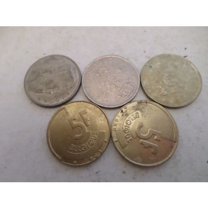 Belgium - 20 differently dated - 5 franc coins