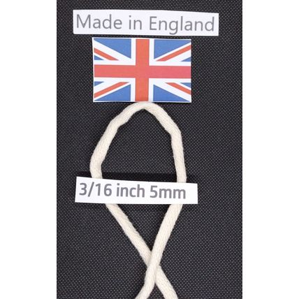 Oil lamp wick round cotton 36 inch long and 3/16 or 5mm diameter made in England