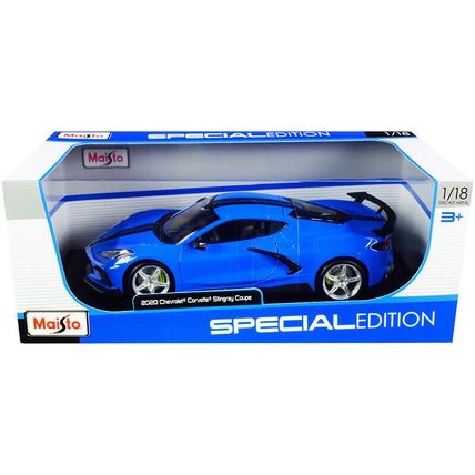2020 Chevrolet Corvette Stingray C8 Coupe with High Wing Blue with Black Stri...