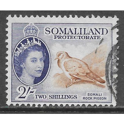SOMALILAND 1953 QE2 2/- ROCK PIGEON SOMALI BIRD USED SG146 146 SG