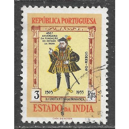 PORTUGAL PORTUGUESE INDIA 1956 450 YEARS FOUNDING BRAGANCA 3RUP USED