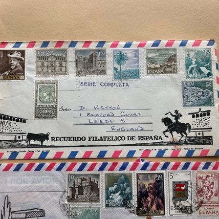 TWO Spain 1970's covers with eight & seven stamps posted to UK