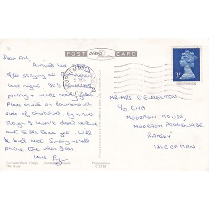 Christchurch Multiview Dorset Postcard posted 1973 creased