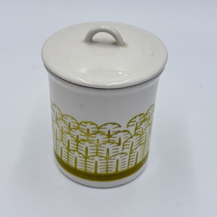 Anthropologie Nature Table Canister Lidded Jar Ceramic Yellow 4.5”