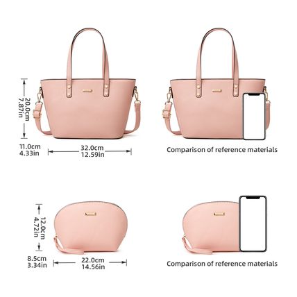 Women Tote Bag Handbags PU Leather Fashion Hobo Shoulder Bags Pink