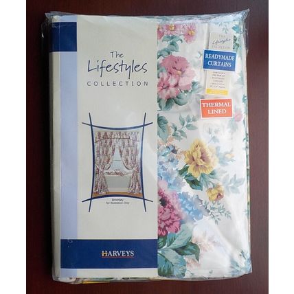LIFESTYLES COLLECTION READY MADE THERMAL LINED CURTAINS 66" x 54" FLORAL PATTERN