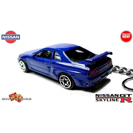 RARE KEYCHAIN BLUE NISSAN SKYLINE GTR R34 CUSTOM Ltd Ed