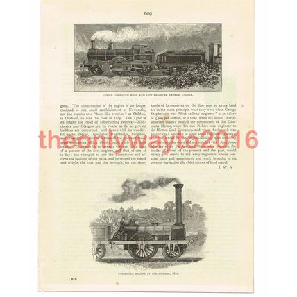 'Crewe Compound' and 'Stephenson 1831' Locomotives, Book Illustration, c1887