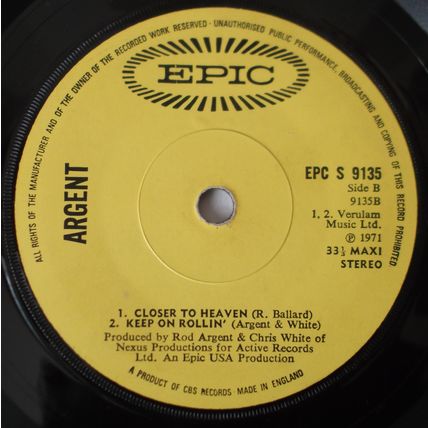Argent - Hold Your head Up - 3 Track Maxi Single - 7" Vinyl - 1st Pressing - Exc