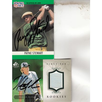 PAYNE STEWART ROOKIE & HUNTER MAHAN SHIRT PIECE 1990/04 PGA GOLF TOUR HOF CHAMPS