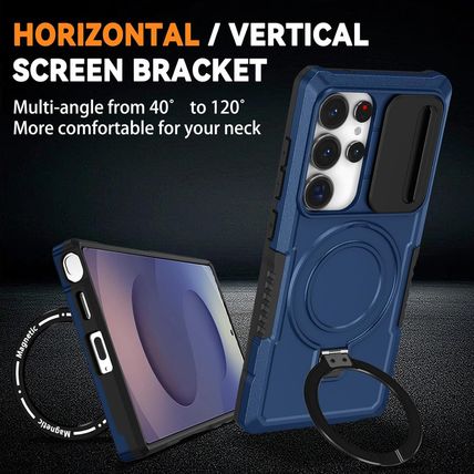 Magnetic Case for Samsung Galaxy S25 Ultra, with Ring Stand [Glass Screen Protec