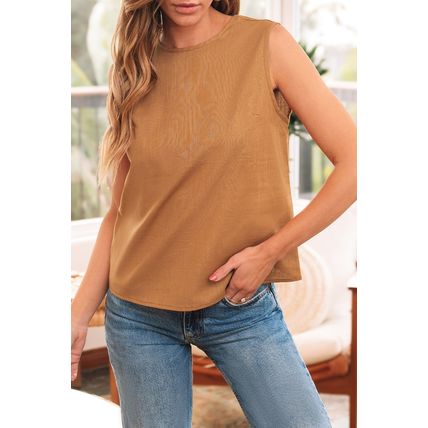 Desert Gold Bowknot V Cut Backless Cotton Tank Top