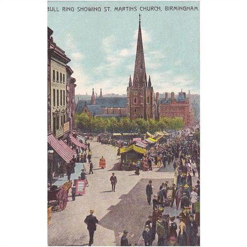 Bull Ring Showing St. Martins Church Birmingham Postcard (WAR6851)