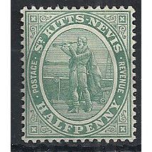 St Christopher 1907 SG12 1/2d Grey-Green Wmk Crown CA Mounted Mint . ..