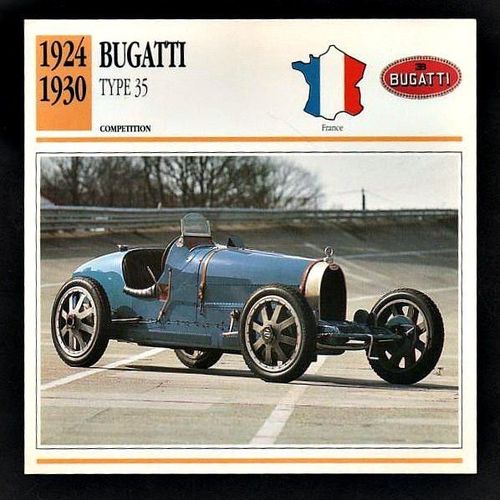 1924 -1930 BUGATTI TYPE 35 Classic Car Photograph and Information Maxi Card