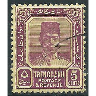 Trengganu 1926 SG32 5c Purple/Yellow Fine Used . . ..