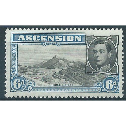 Ascension Island 1944 SG43a 6d Black & Blue Perf 13 Mounted Mint....