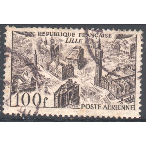 France 1949 - SG1055 - 100fr purple - Air View - Lille - used