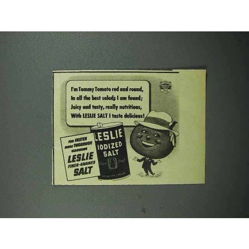 1943 Leslie Salt Ad - I'm Tommy Tomato