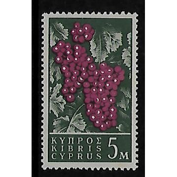 CYPRUS 1962 5M GRAPES PURPLE AND ORANGE SG 212 M MINT