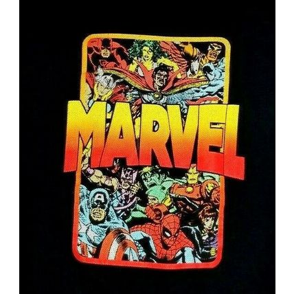 Marvel Comics Men's T-Shirt Marvel Yellow-Orange Logo Full Of Heroes Sz XL (T10E