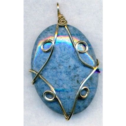 Dumortierite Gold Wire Wrap Gemstone Pendant 61
