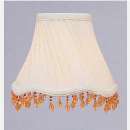 Livex Lighting S145 Ivory Twist Scallop Bell Clip Shade w/ Amber Beads-NEW-FAST