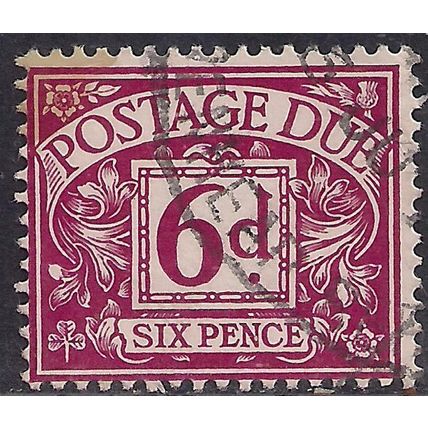GB 1968 - 69 QE2 6d Purple Postage Due used No Wmk SG D73 (1125 )