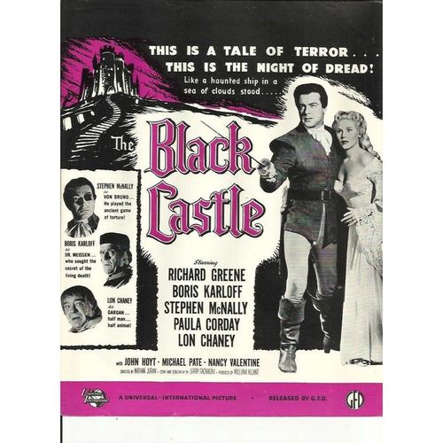 THE BLACK CASTLE Boris Karloff, Lon Chaney 1953 "Kine Weekly" Advert