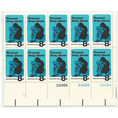 PREVENT DRUG ABUSE : 10 stamp BLOCK (1971)