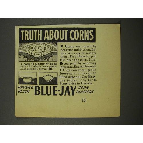 1940 Blue-Jay Corn Plasters Ad - Truth About Corns