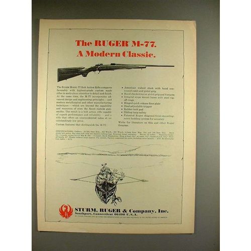 1969 Ruger M-77 Bolt Action Rifle Ad - A Modern Classic