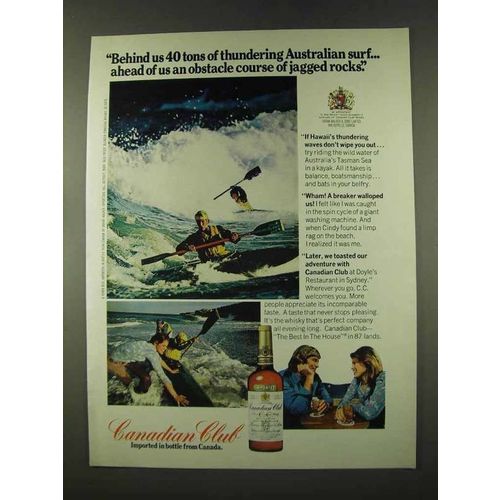 1973 Canadian Club Whisky Ad - Kayak Tasman Sea
