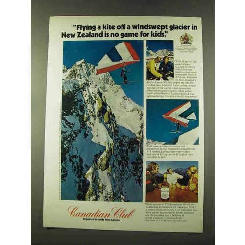 1973 Canadian Club Whisky Ad - Kite in New Zealand