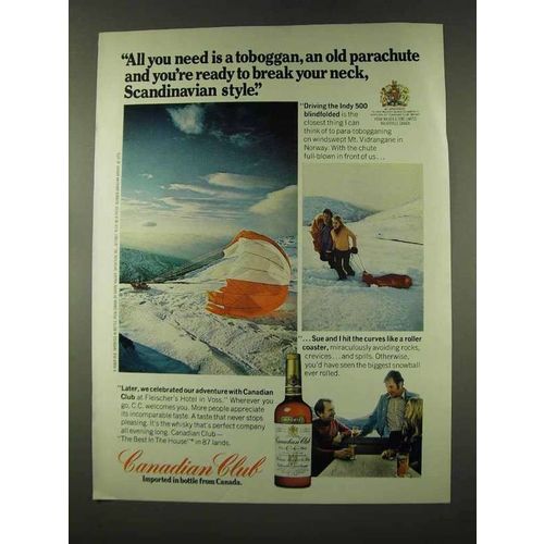 1973 Canadian Club Whisky Ad - Para-Tobagganing
