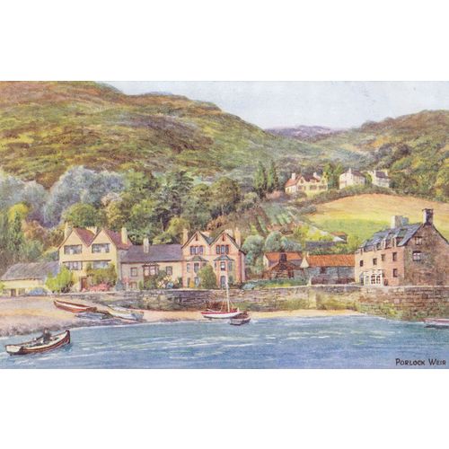 Vintage Postcard - Porlock Weir, Somerset pub Salmon Watercolour Series 3049