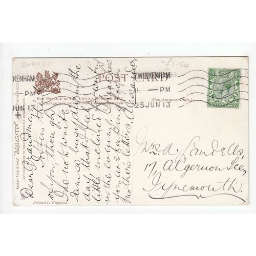 The Town Hall Richmond 1913 Aquarette Art Postcard 6251