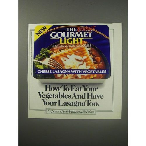 1990 The Budget Gourmet Light Cheese Lasagna with Vegetables Ad