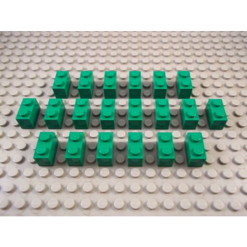 Green Lego 1 x 2 Bricks x 20 Pieces, P/N 3004 – Pre-Owned