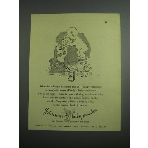 1948 Johnson's Baby Powder Ad - What fun a baby's bathtime can be