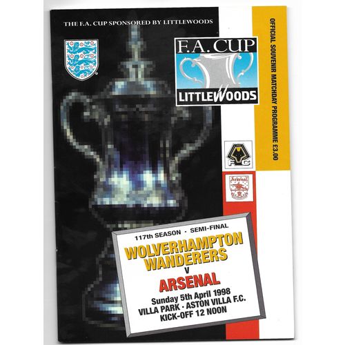 Wolves v Arsenal 1998 FA Cup Semi Final Football Programme